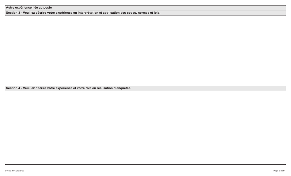 Forme 016-0289F Demande Demploi - Mines - Ontario, Canada (French), Page 6