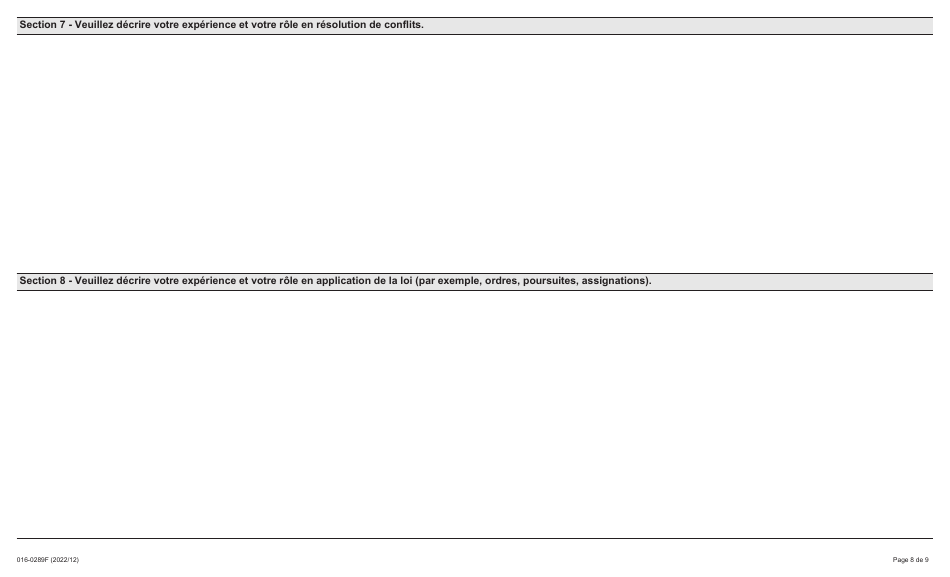 Forme 016-0289F Demande Demploi - Mines - Ontario, Canada (French), Page 8