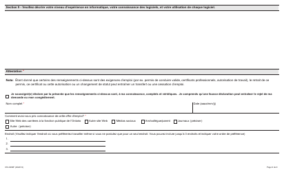 Forme 016-0289F Demande D&#039;emploi - Mines - Ontario, Canada (French), Page 9