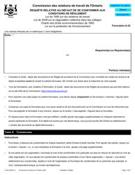 Forme A-43 Requete Relative Au Defaut De Se Conformer Aux Conditions De Reglement - Ontario, Canada (French)