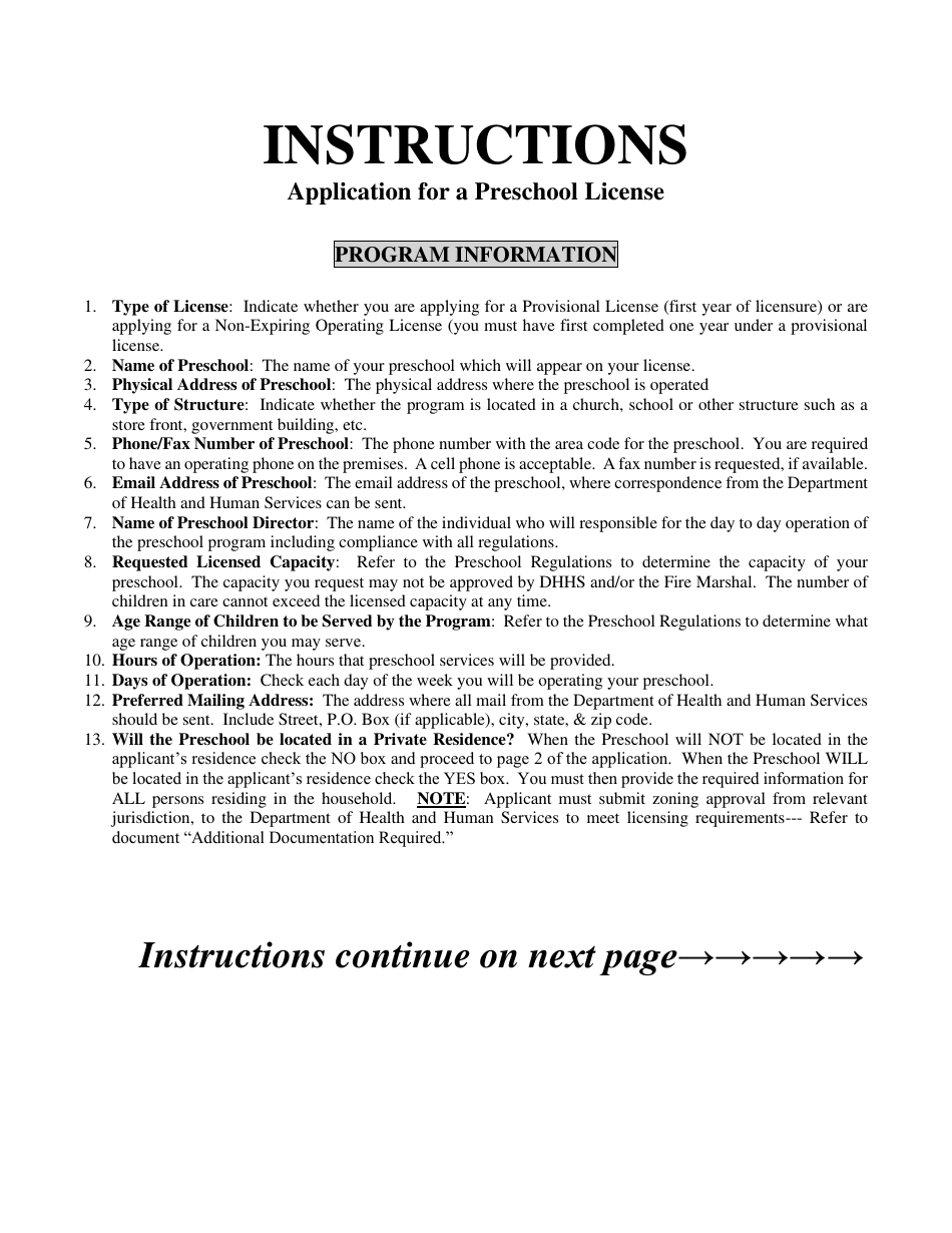 Nebraska Application for a Preschool License Fill Out, Sign Online