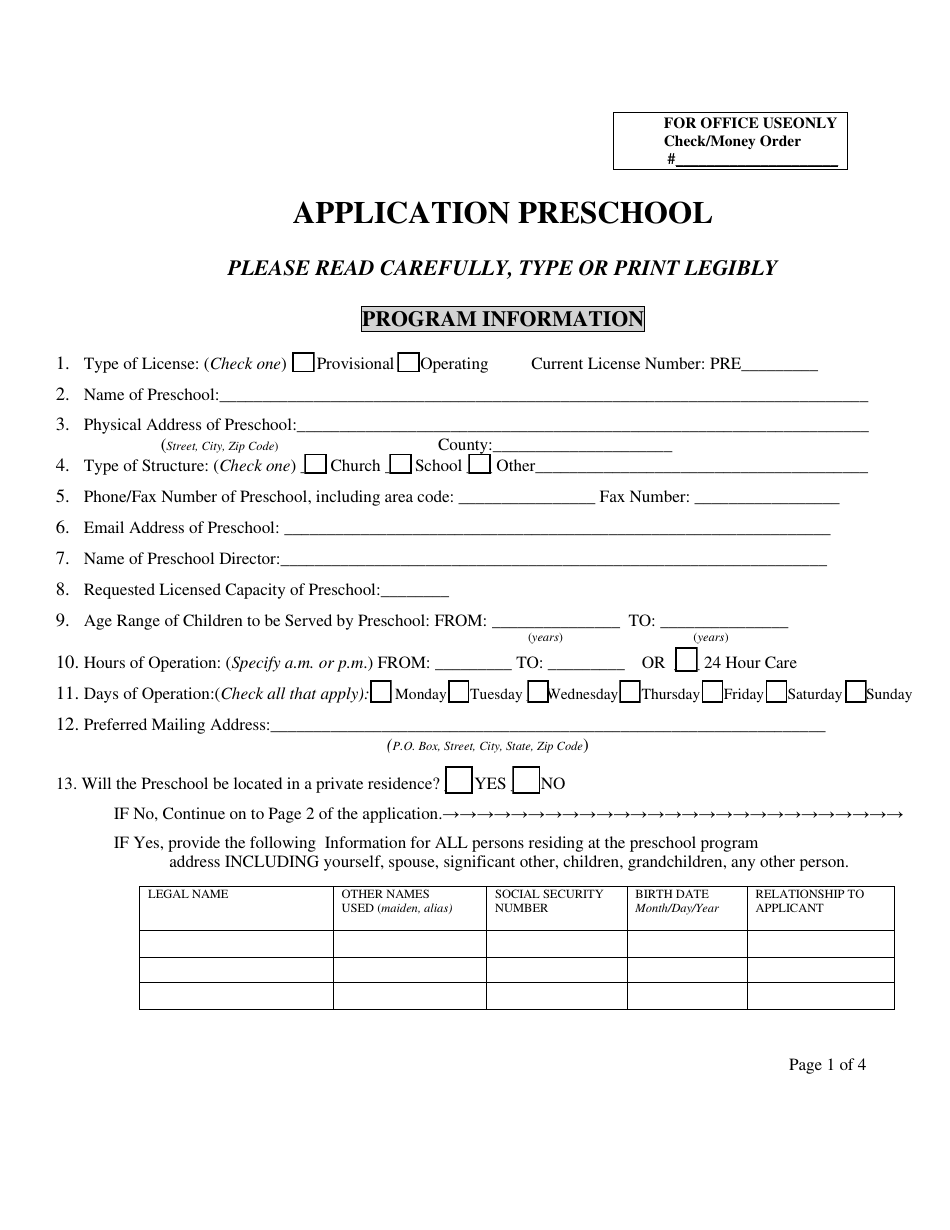Application for a Preschool License - Nebraska, Page 3
