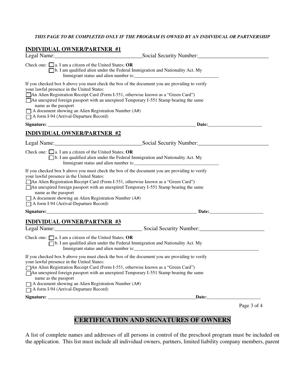 Application for a Preschool License - Nebraska, Page 5