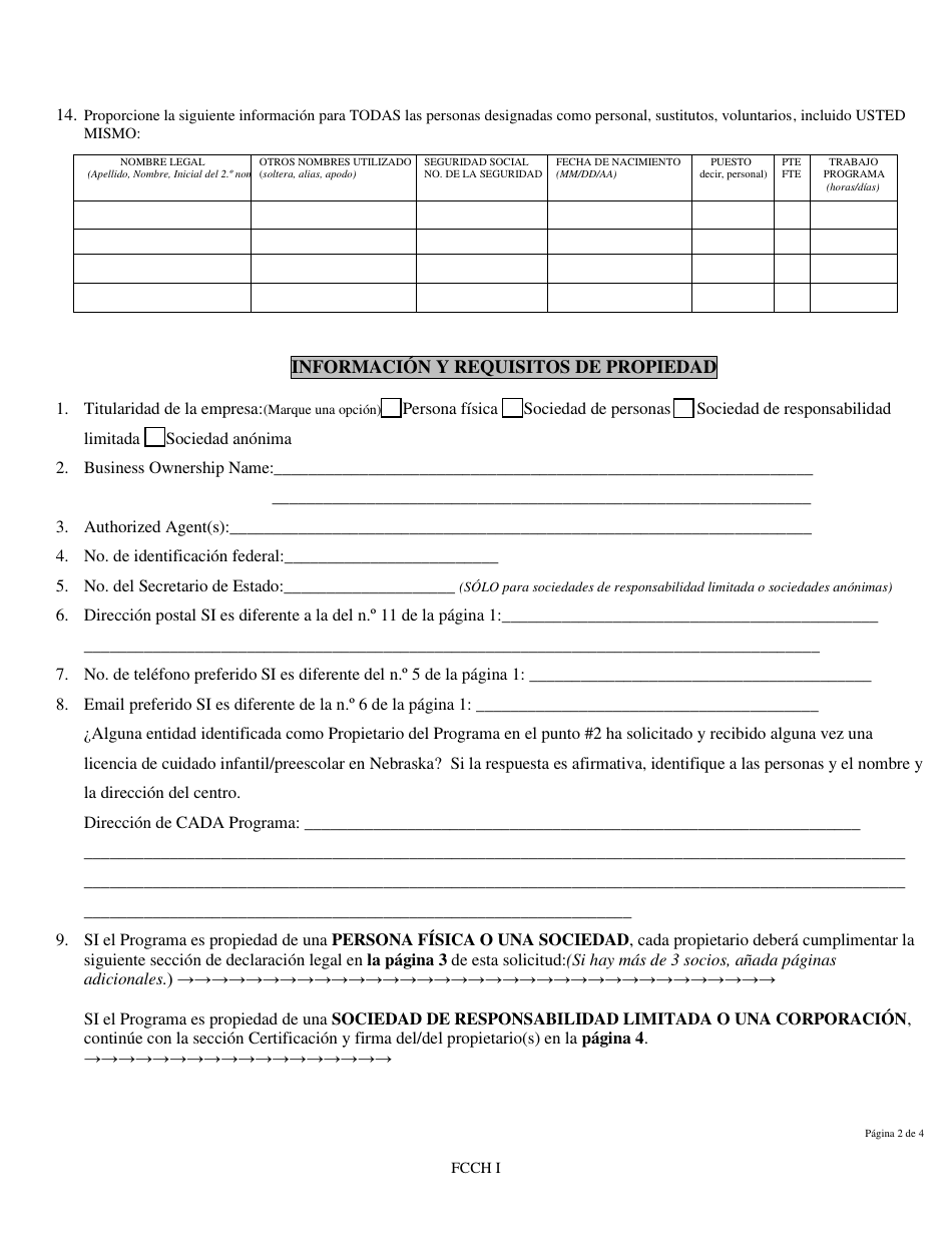 Solicitud De Licencia De Guarderia Familiar I - Nebraska (Spanish), Page 4