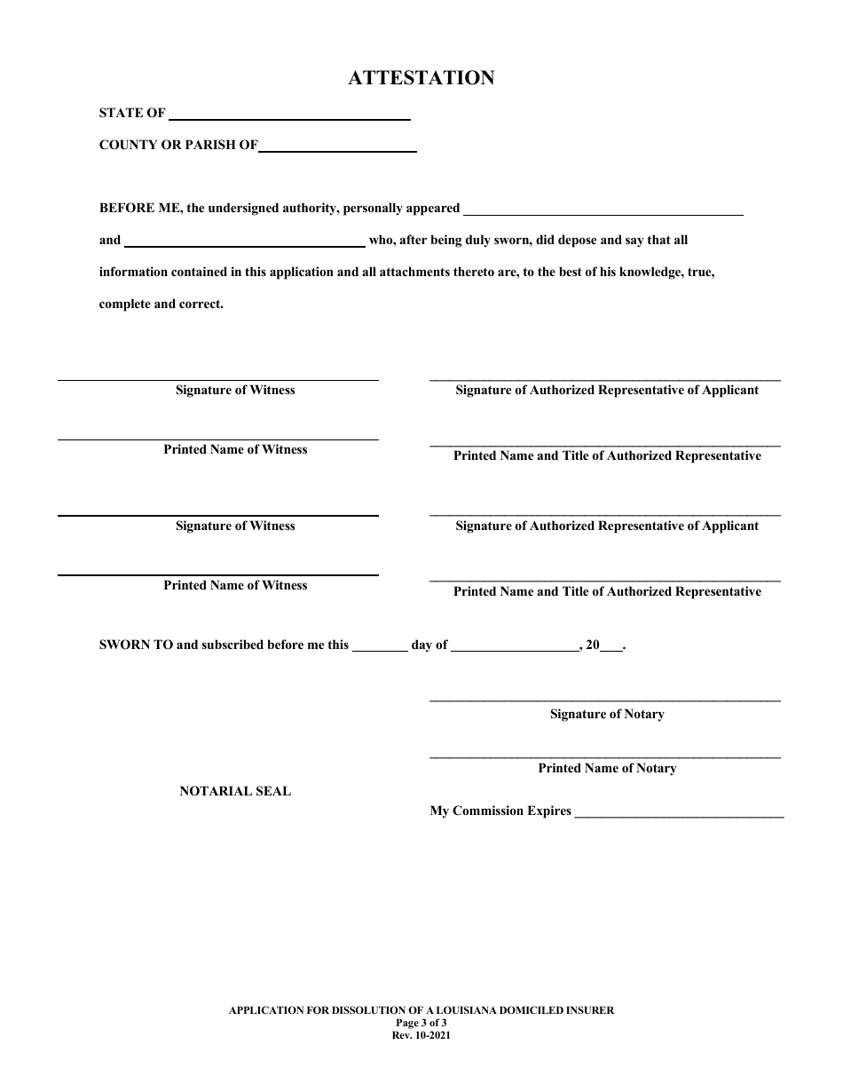 Application for Dissolution of a Louisiana Domiciled Insurer - Louisiana, Page 7