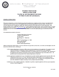 Application for Viatical Settlement License - Louisiana