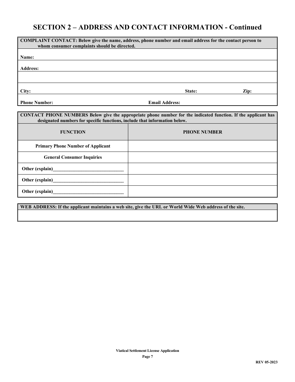 Application for Viatical Settlement License - Louisiana, Page 7