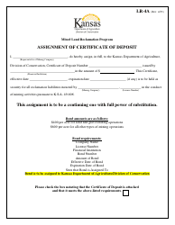 Form LR-4A Assignment of Certificate of Deposit - Mined Land Reclamation Program - Kansas