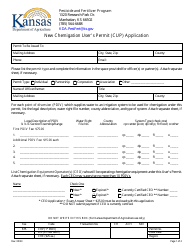 Document preview: New Chemigation User's Permit (Cup) Application - Pesticide and Fertilizer Program - Kansas