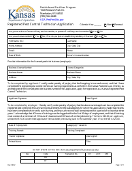Document preview: Registered Pest Control Technician Application - Pesticide and Fertilizer Program - Kansas