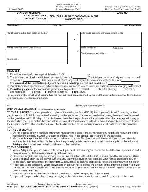 Form MC13  Printable Pdf