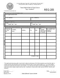 Document preview: Form REG-205 Schedule A Additional Suppliers/Producers - Egg Program - Texas