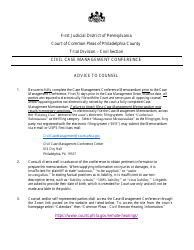 Document preview: Form 01-105 Case Management Conference Memorandum - Philadelphia County, Pennsylvania