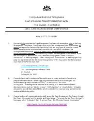 Form 01-105 Case Management Conference Memorandum - Philadelphia County, Pennsylvania