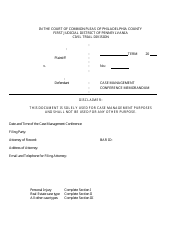 Form 01-105 Case Management Conference Memorandum - Philadelphia County, Pennsylvania, Page 4