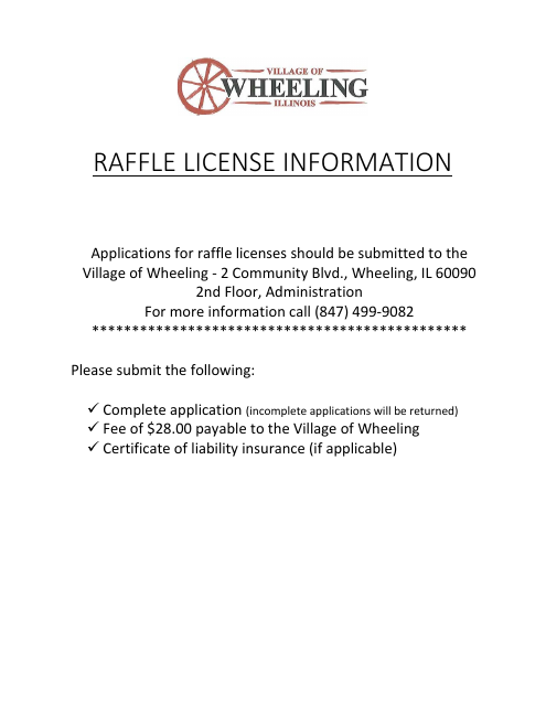 Application for License to Conduct Raffle - Village of Wheeling, Illinois Download Pdf