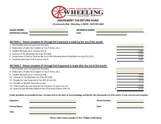 Document preview: Amusement Tax Return - Village of Wheeling, Illinois