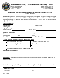 Document preview: Application for Extension of Time for a Post Training Requirement - Montana