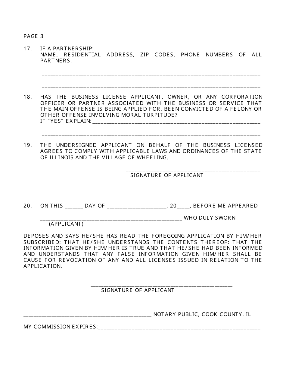 Business Registration for Taxi Cabs or Livery Vehicles - Village of Wheeling, Illinois, Page 3