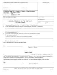 Form SJPR-206 Objection to Petition for Visitation (Guardianship) - County of San Joaquin, California