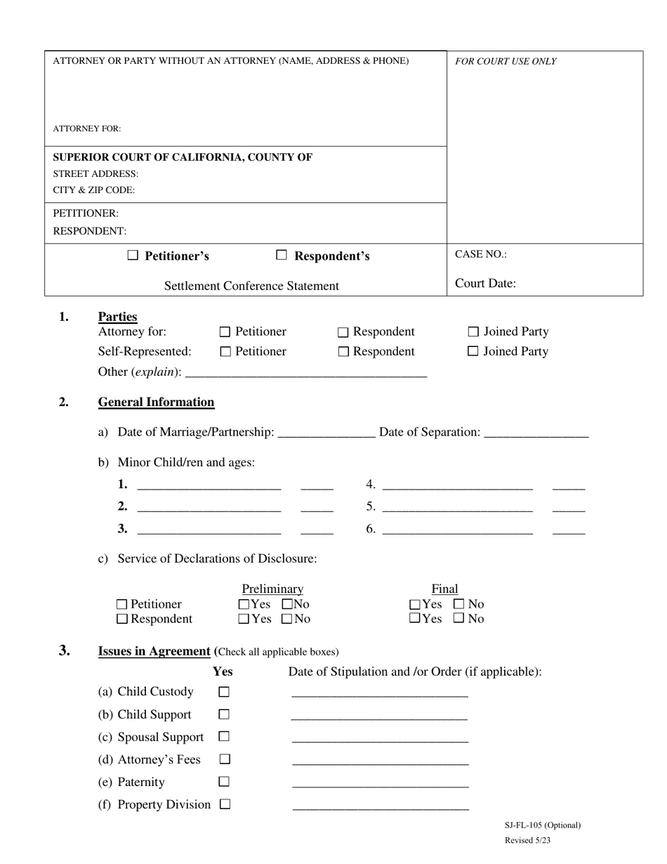 Form SJ-FL-105 - Fill Out, Sign Online and Download Fillable PDF ...