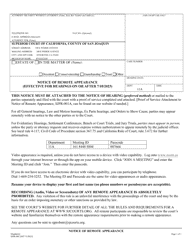 Document preview: Form SJPR-001 Notice of Remote Appearance - County of San Joaquin, California
