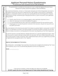 Document preview: Applicant Personal History Questionnaire - Oregon