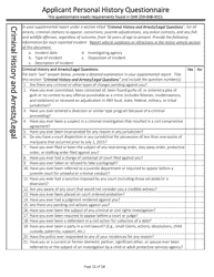 Applicant Personal History Questionnaire - Oregon, Page 11