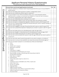 Applicant Personal History Questionnaire - Oregon, Page 12