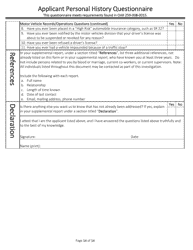 Applicant Personal History Questionnaire - Oregon, Page 14