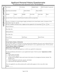 Applicant Personal History Questionnaire - Oregon, Page 2