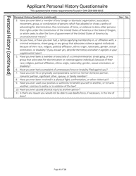 Applicant Personal History Questionnaire - Oregon, Page 4