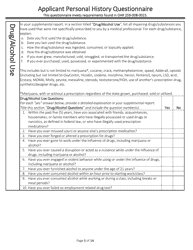Applicant Personal History Questionnaire - Oregon, Page 5