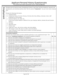 Applicant Personal History Questionnaire - Oregon, Page 6