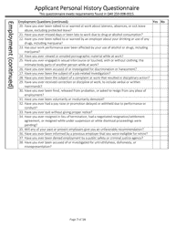 Applicant Personal History Questionnaire - Oregon, Page 7