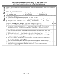 Applicant Personal History Questionnaire - Oregon, Page 9