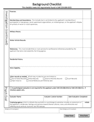 Background Checklist - Oregon, Page 2