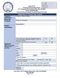 Document preview: Application for Planned Sign Program - City of Flint, Michigan