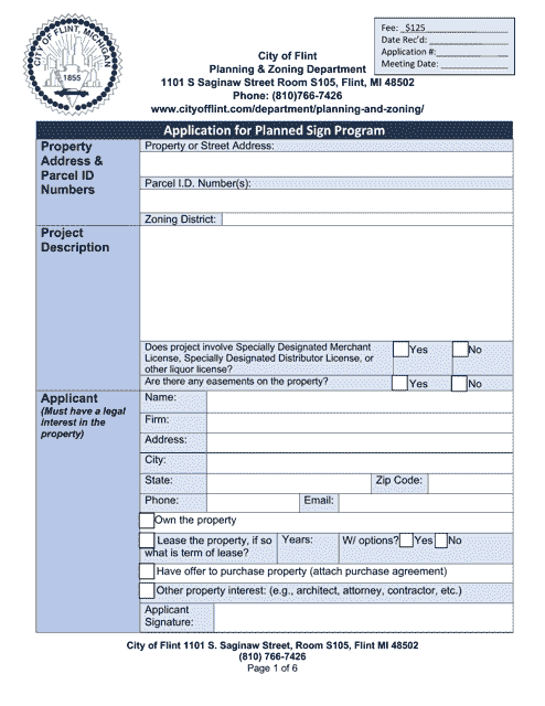 Application for Planned Sign Program - City of Flint, Michigan Download Pdf