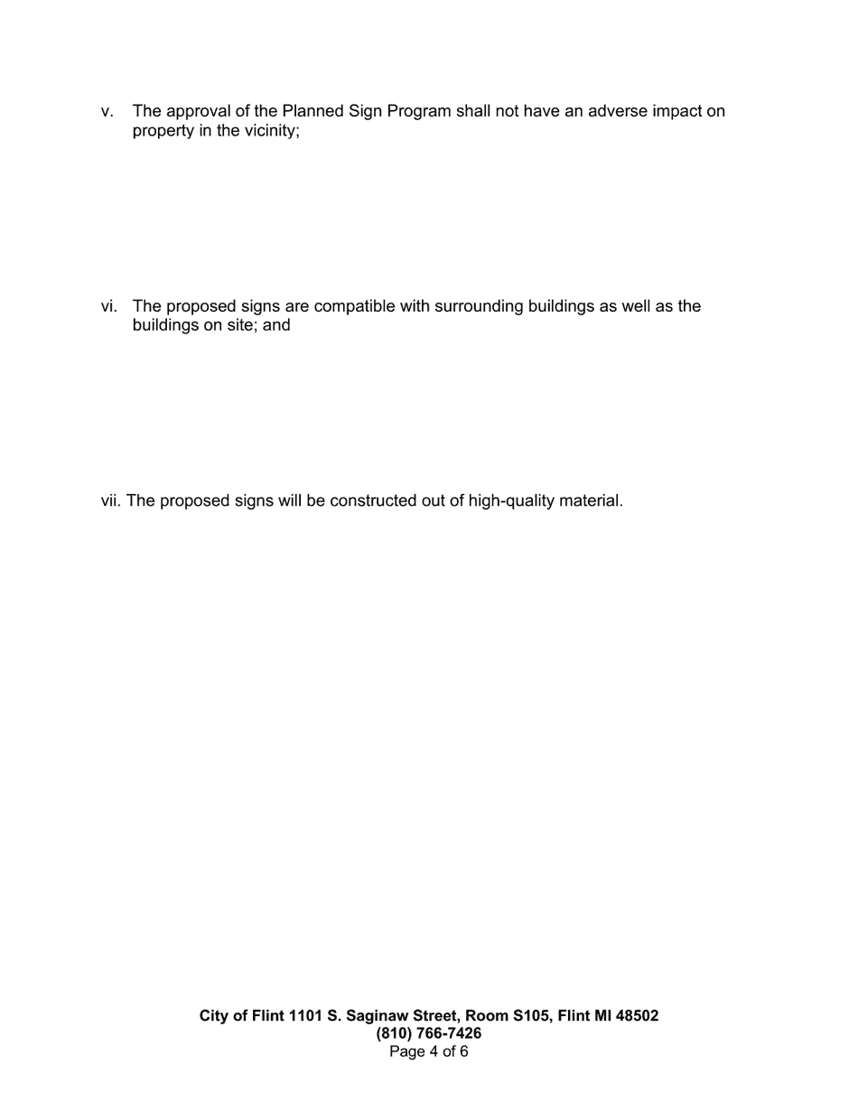 Application for Planned Sign Program - City of Flint, Michigan, Page 4