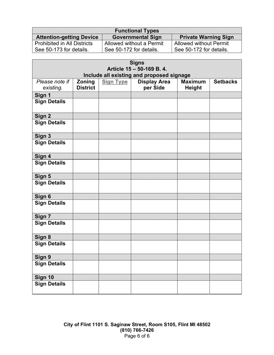 Application for Planned Sign Program - City of Flint, Michigan, Page 6