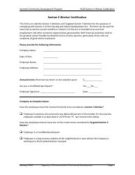 Document preview: Hud Section 3 Worker Certification - Vermont Community Development Program - Vermont