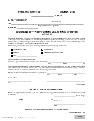Document preview: Form 21.10 (SCO-CLC-PBT0021.10) Judgment Entry Conforming Legal Name of Minor - Ohio