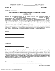 Document preview: Form 13.11 (SCO-CLC-PBT0013.11) Application to Disburse Attorney Decedent's Trust Account(S) - Ohio