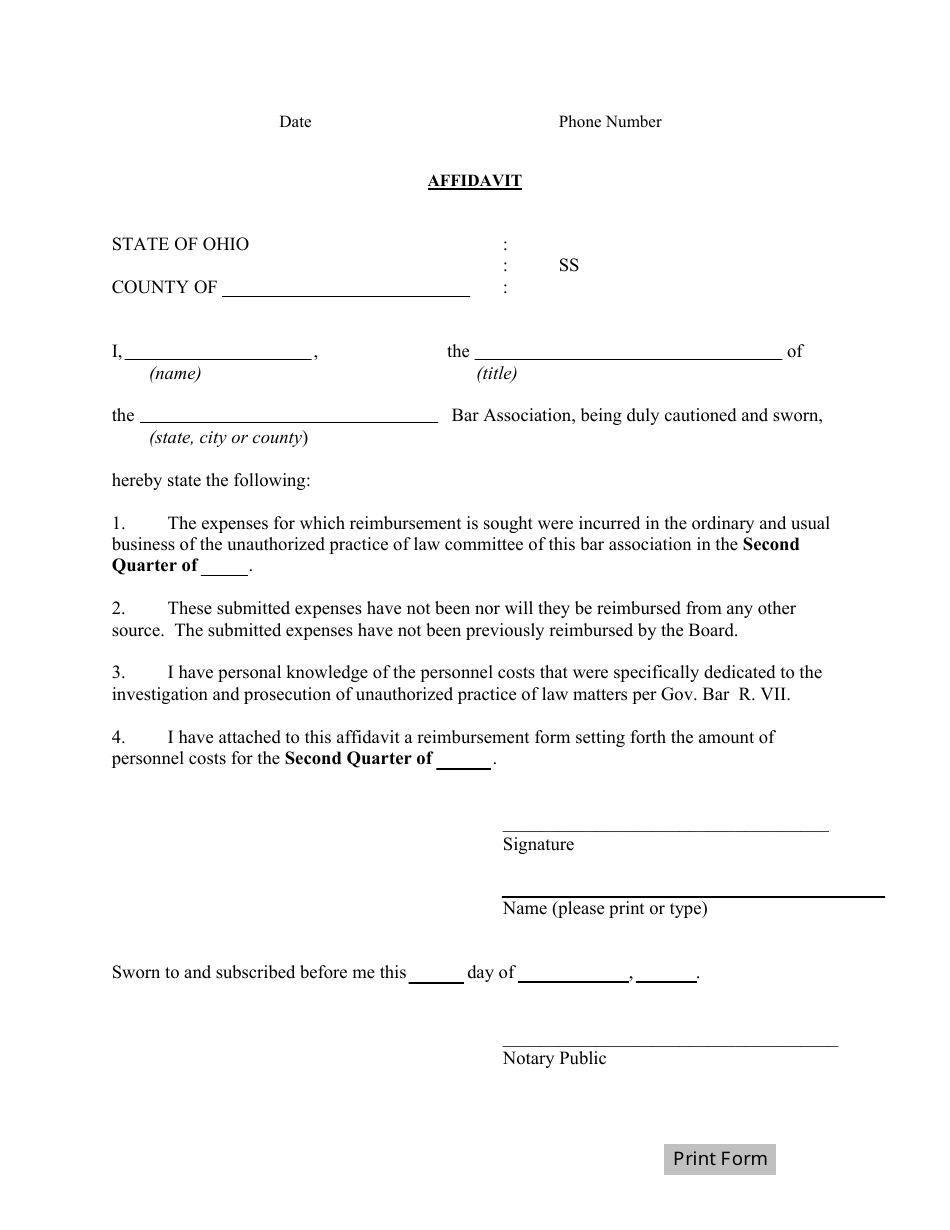 Certification of Personnel Expenses for Reimbursement Under Gov. Bar R. VII, 5(C) - Second Quarter - Ohio, Page 3
