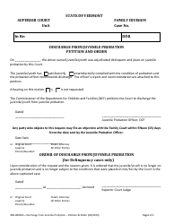 Document preview: Form 400-000102 Discharge From Juvenile Probation - Petition and Order - Vermont