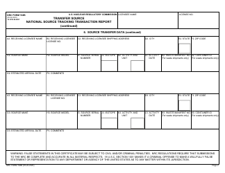 NRC Form 748B National Source Tracking Transaction Report - Transfer Source, Page 2