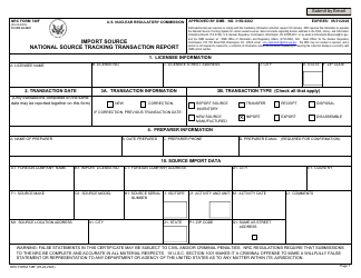 NRC Form 748F National Source Tracking Transaction Report - Import Source