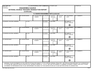 NRC Form 748H National Source Tracking Transaction Report - Disassemble Source, Page 2