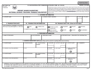 NRC Form 748A Report Source Inventory - National Source Tracking Transaction Report